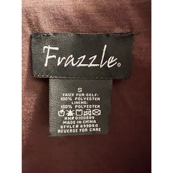 Frazzle Women's Brown Gray No Iron Open Front Faux Fur Vest Size Small - Picture 3 of 5